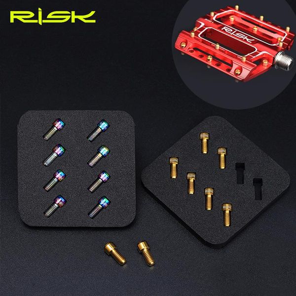 bike pedals risk 8pcs/set m4x8mm titanium pedal bolts for mountain road anti-slip lightweight xc am downhill dh screws
bike pedals risk 8pcs/set m4x8mm titanium pedal bolts for mountain road anti-slip lightweight xc am downhill dh screws