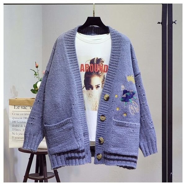 women's knits & tees cartoon embroidery oversize cardigans women harajuku loose v neck sweaters jacket female knitted cardigan mujer 20, White
women's knits & tees cartoon embroidery oversize cardigans women harajuku loose v neck sweaters jacket female knitted cardigan mujer 20, White