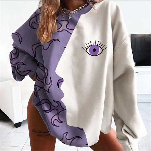 women's t-shirt harajuku shirts for women loose o-neck eye abstract painting printed pullover long sleeve t tunique longue femme, White
women's t-shirt harajuku shirts for women loose o-neck eye abstract painting printed pullover long sleeve t tunique longue femme, White