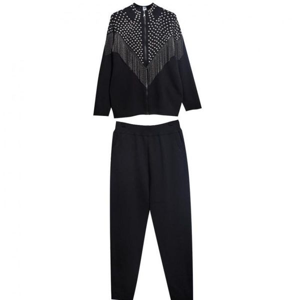 women's two piece pants yuerwang women pant sets tassel patchwork beading cardigan sweater coats all match fashion long plus size knitt, White
women's two piece pants yuerwang women pant sets tassel patchwork beading cardigan sweater coats all match fashion long plus size knitt, White