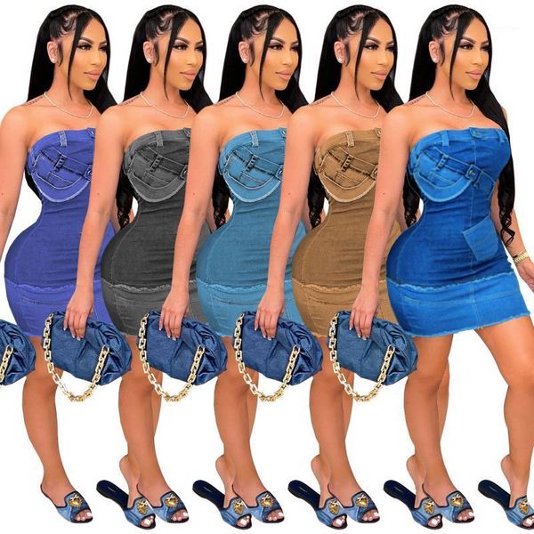 casual dresses european and american women's summer fashion sleeveless tube halter imitation denim dress nightclub, Black;gray
casual dresses european and american women's summer fashion sleeveless tube halter imitation denim dress nightclub, Black;gray