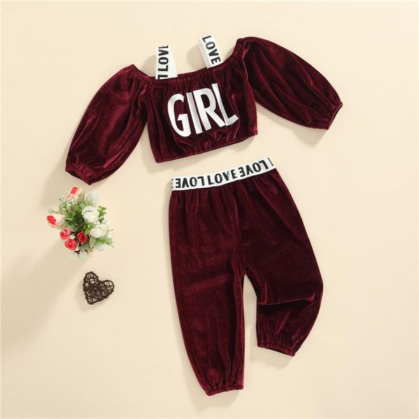 clothing sets 1-4y fashion children girls velvet letter printed long sleeve off shoulder crop pants casual outfits, White
clothing sets 1-4y fashion children girls velvet letter printed long sleeve off shoulder crop pants casual outfits, White