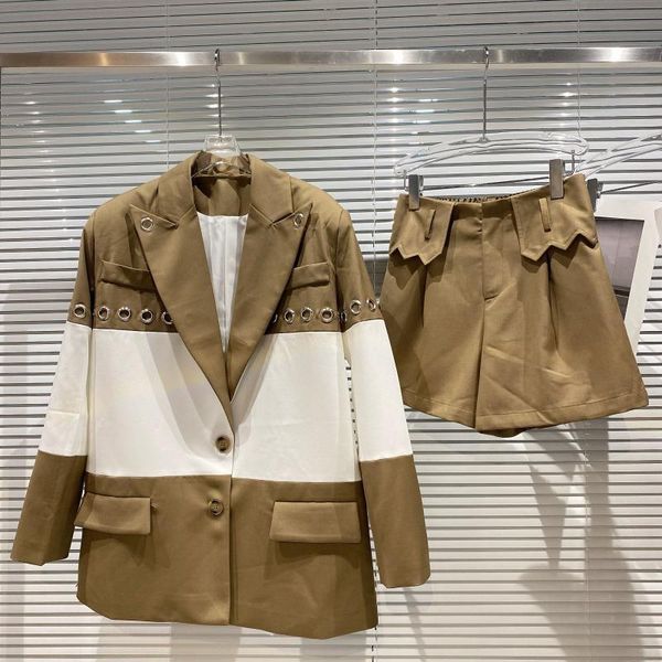 women's tracksuits fabpop 2021 fall winter long sleeve turn down collar hollow out khaki blazer elastic waist shorts two piece set wome, Gray
women's tracksuits fabpop 2021 fall winter long sleeve turn down collar hollow out khaki blazer elastic waist shorts two piece set wome, Gray