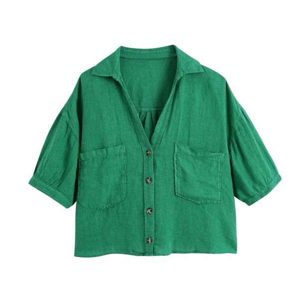 women's blouses & shirts summer women v neck button decoration linen shirt female short sleeve blouse casual lady loose blusas s9025, White
women's blouses & shirts summer women v neck button decoration linen shirt female short sleeve blouse casual lady loose blusas s9025, White