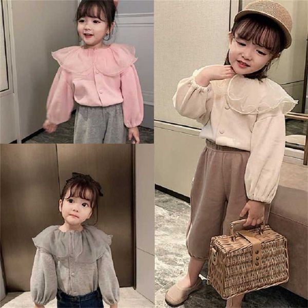girls coat mesh ruffled collar doll shirt cardigan autumn children clothing toddler kids long sleeve cotton 211106, Blue
girls coat mesh ruffled collar doll shirt cardigan autumn children clothing toddler kids long sleeve cotton 211106, Blue