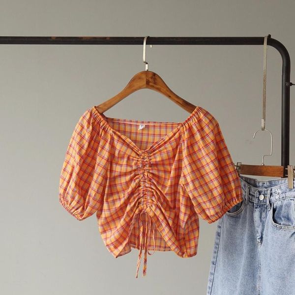 women's blouses & shirts vintage elegant boho blouse women v neck crop short sleeve ladies streetwear korean clothing, White
women's blouses & shirts vintage elegant boho blouse women v neck crop short sleeve ladies streetwear korean clothing, White