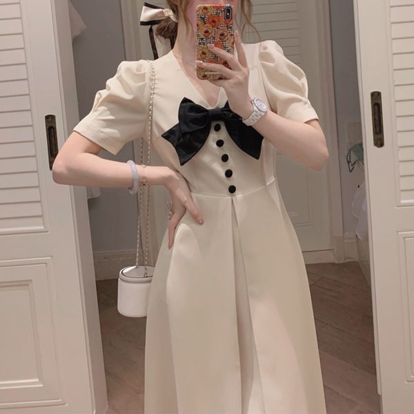 casual dresses korean fashion solid elegant midi women short sleeve sweet vintage dress office ladies bow design sumemr oika, Black;gray
casual dresses korean fashion solid elegant midi women short sleeve sweet vintage dress office ladies bow design sumemr oika, Black;gray