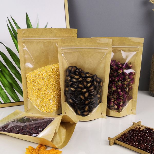 100pcs thick zip lock kraft gift bags stand up clear front kraft paper package bag for food coffee bean powder storage bag
100pcs thick zip lock kraft gift bags stand up clear front kraft paper package bag for food coffee bean powder storage bag