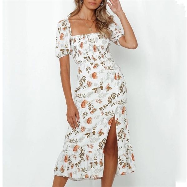 leaf print white summer long dress women slit vintage maxi beach holiday puff sleeve clothing 210427, Black;red
leaf print white summer long dress women slit vintage maxi beach holiday puff sleeve clothing 210427, Black;red