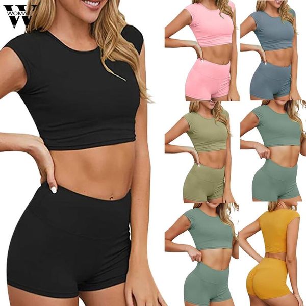 womail tracksuit women 2021 two pieces set fitness short sleeve crop shorts suit matching female joggers sport piece dress, White
womail tracksuit women 2021 two pieces set fitness short sleeve crop shorts suit matching female joggers sport piece dress, White