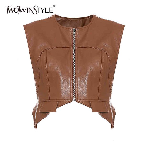 vintage pu leather short o neck sleeveless irregular temperament vest female fashion clothing autumn 210524, Black;white
vintage pu leather short o neck sleeveless irregular temperament vest female fashion clothing autumn 210524, Black;white