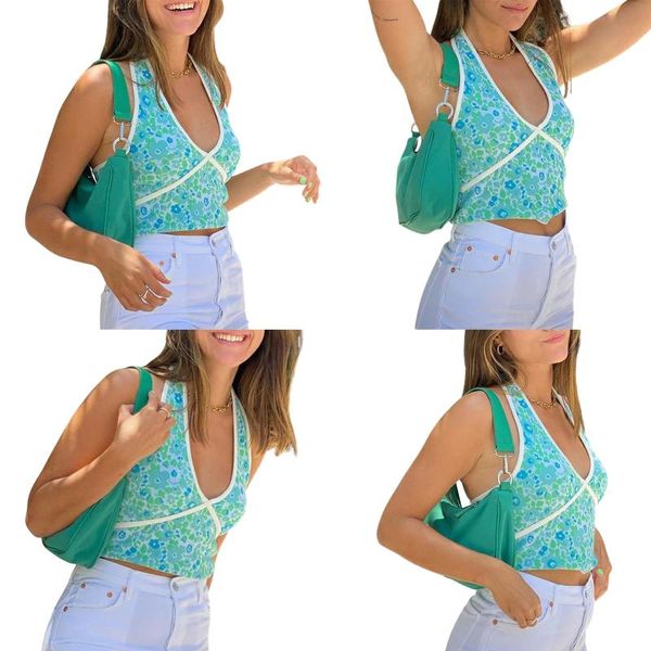 women's tanks & camis arrival stylish crop tank , sleeveless halter neck floral print slim fit knit camisole, White
women's tanks & camis arrival stylish crop tank , sleeveless halter neck floral print slim fit knit camisole, White