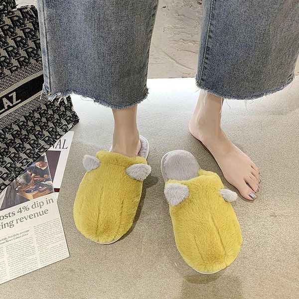 house slippers women's shoes fashionable cartoon ears indoor flat slip-on yellow orange plush for couples/lovers, Black
house slippers women's shoes fashionable cartoon ears indoor flat slip-on yellow orange plush for couples/lovers, Black