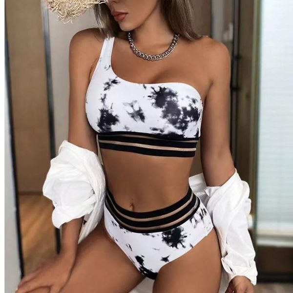 women's swimwear 2022 tie dye bikini set one-shouldered beach bathing suit for mujer summer bikinis swimsuit woman vintage bodysuit s~x, White;black
women's swimwear 2022 tie dye bikini set one-shouldered beach bathing suit for mujer summer bikinis swimsuit woman vintage bodysuit s~x, White;black