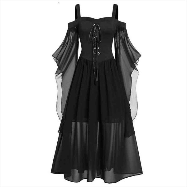 halloween women dress womne plus size cold shoulder butterflies sleeve lace up gothic style dress bow tie costume 01, Black;gray
halloween women dress womne plus size cold shoulder butterflies sleeve lace up gothic style dress bow tie costume 01, Black;gray