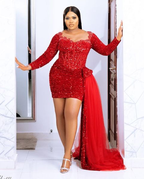 2021 plus size arabic aso ebi red sparkly prom dresses lace beaded sheer neck evening formal party second reception bridesmaid gowns dress z, Black
2021 plus size arabic aso ebi red sparkly prom dresses lace beaded sheer neck evening formal party second reception bridesmaid gowns dress z, Black