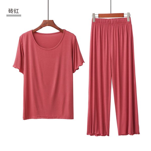 large size loose soft modal autumn home clothes for women 2 pieces set plus size homewear female pajamas set ladies sleepwear, Black;red
large size loose soft modal autumn home clothes for women 2 pieces set plus size homewear female pajamas set ladies sleepwear, Black;red