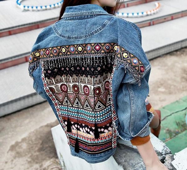 women's jackets denim jeans jacket women vintage ethnic chic appliques embroidered tassel loose long sleeves outerwear blue coats, Black;brown
women's jackets denim jeans jacket women vintage ethnic chic appliques embroidered tassel loose long sleeves outerwear blue coats, Black;brown