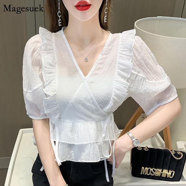 women's blouses & shirts puff short sleeve lace white chiffon shirt v neck pleated ruffles blouse women summer loose fashion clothing 2
women's blouses & shirts puff short sleeve lace white chiffon shirt v neck pleated ruffles blouse women summer loose fashion clothing 2