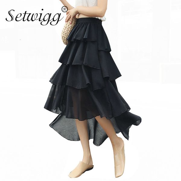 skirts skirts spring summer tiered a-line long chiffon elastic waist high low cakee ruffled solid mid-calf pleated s c2gv, Black
skirts skirts spring summer tiered a-line long chiffon elastic waist high low cakee ruffled solid mid-calf pleated s c2gv, Black