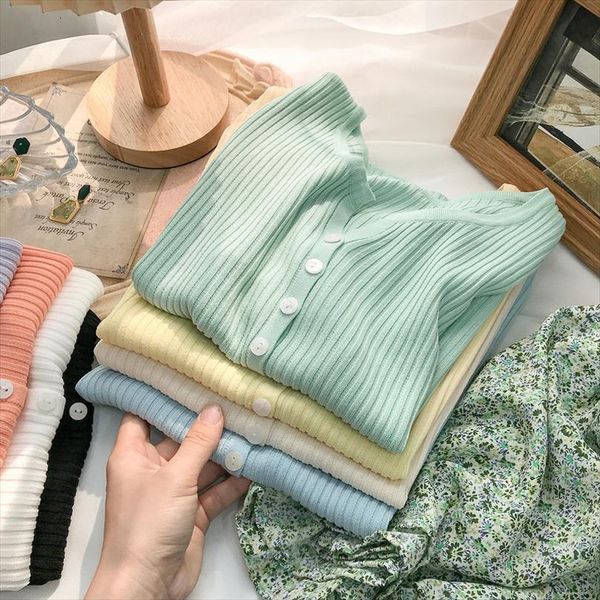 short sleeve v neck women sweater knit cardigan solid color slim buttons jacket summer korean thin blouse female casual, White;black
short sleeve v neck women sweater knit cardigan solid color slim buttons jacket summer korean thin blouse female casual, White;black