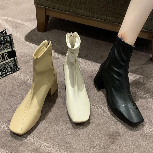 boots 2021 spring autumn ankle fashion square heels zipper black beige leather shoes elegant short sock
boots 2021 spring autumn ankle fashion square heels zipper black beige leather shoes elegant short sock