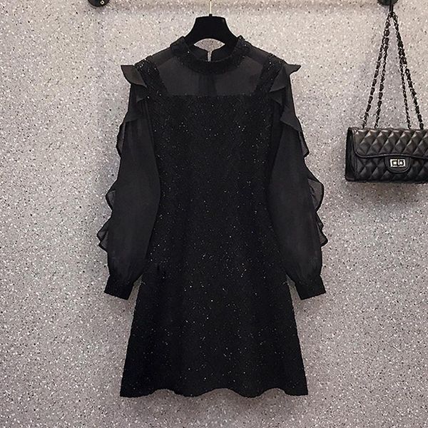 casual dresses -5xl large size women elegant vintage ruffle autumn 2021 long sleeve o neck loose black dress vestido, Black;gray
casual dresses -5xl large size women elegant vintage ruffle autumn 2021 long sleeve o neck loose black dress vestido, Black;gray