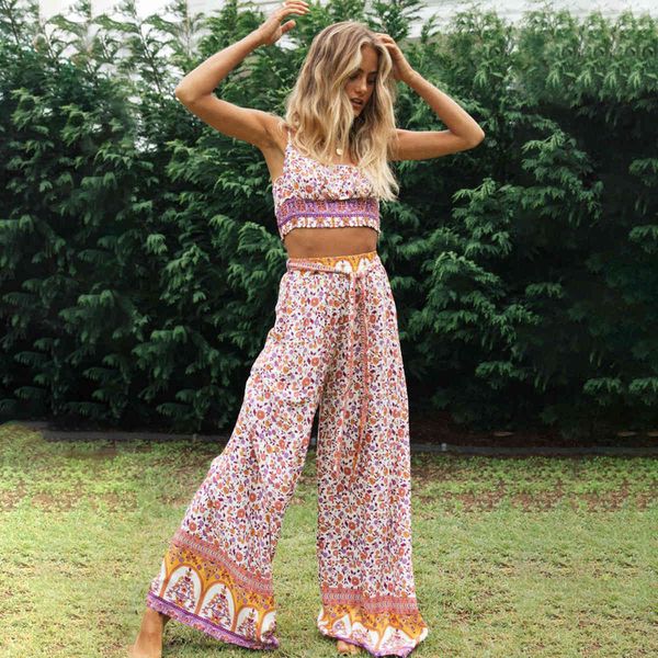 pants summer boho sets floral print crop high-waist long pants two piece set women clothing casual suit female rbz2, White
pants summer boho sets floral print crop high-waist long pants two piece set women clothing casual suit female rbz2, White