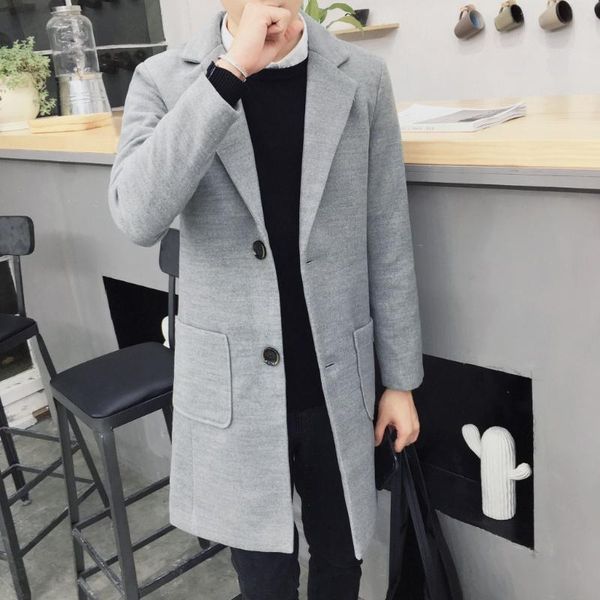 autumn winter men business casual long woolen trench coat wool & blends young men's coats, Tan;black
autumn winter men business casual long woolen trench coat wool & blends young men's coats, Tan;black