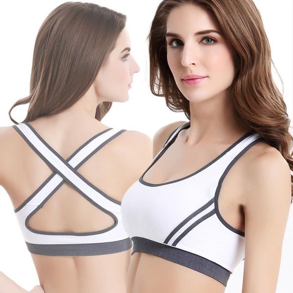 rear cross back without underwire sports bra professional running shockproof underwear fitness yoga vest for women gym clothing, White;black
rear cross back without underwire sports bra professional running shockproof underwear fitness yoga vest for women gym clothing, White;black