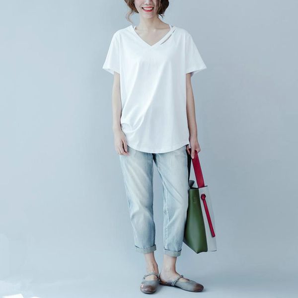 women's t-shirt large 2021 summer white v-neck solid short sleeve fat mm simple loose korean base
women's t-shirt large 2021 summer white v-neck solid short sleeve fat mm simple loose korean base