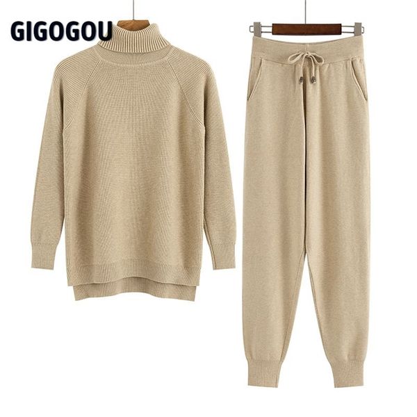 gigogou 2 pieces set women knitted tracksuit turtleneck sweater + carrot jogging pants pullover sweater set chic knitted outwear 210709, White
gigogou 2 pieces set women knitted tracksuit turtleneck sweater + carrot jogging pants pullover sweater set chic knitted outwear 210709, White