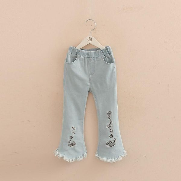 children's jeans spring toddler girls boot cut pant korean embroidery denim flares pants girl children trousers 2-9, Blue
children's jeans spring toddler girls boot cut pant korean embroidery denim flares pants girl children trousers 2-9, Blue