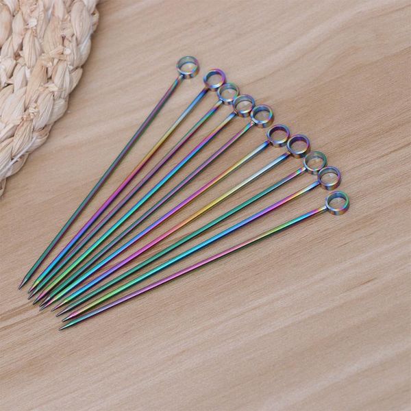 forks 10pcs stainless steel cocktail picks fruit sticks toothpicks appetizer pick for party bar (circle head)
forks 10pcs stainless steel cocktail picks fruit sticks toothpicks appetizer pick for party bar (circle head)
