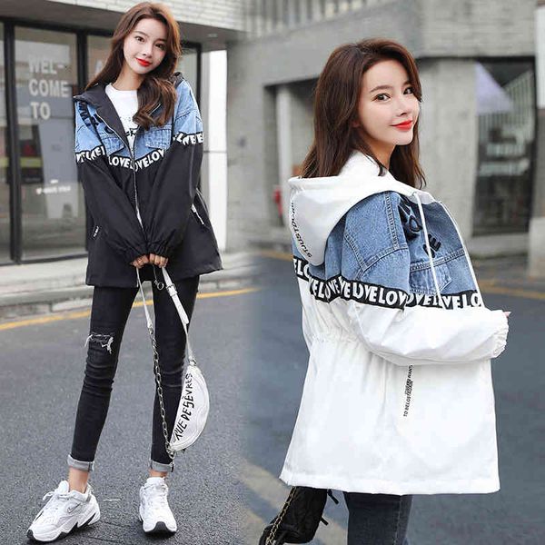 women's trench coats spring and autumn mid-length with hood sewing denim female jacket loose korean version waist slimming nvtx, Tan;black
women's trench coats spring and autumn mid-length with hood sewing denim female jacket loose korean version waist slimming nvtx, Tan;black