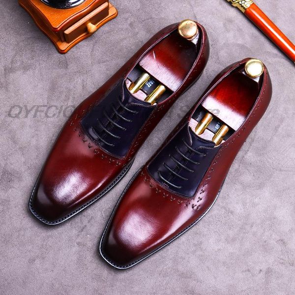 splicing men handmade shoes genuine leather pointed toe mens oxford shoes lace-up dress shoes business wedding formal footwear, Black
splicing men handmade shoes genuine leather pointed toe mens oxford shoes lace-up dress shoes business wedding formal footwear, Black