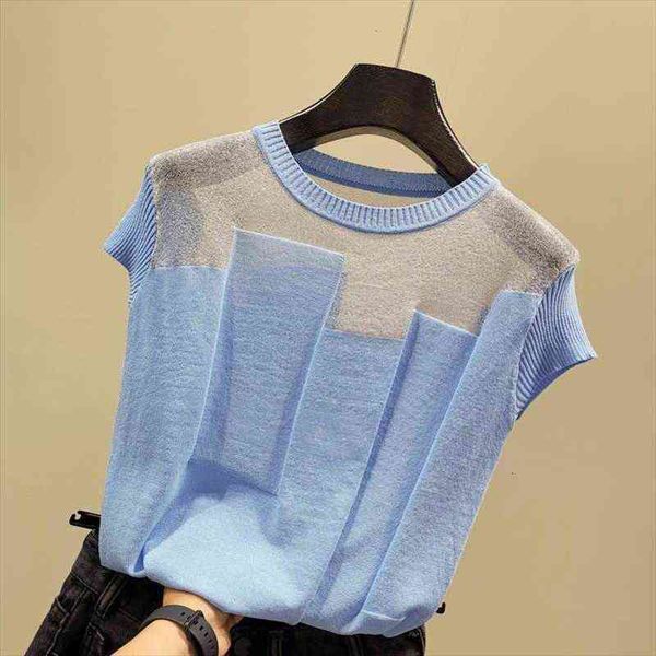 korean patchwork ice silk knitted women sweater o neck short sleeve pullover fashion thin sweaters summer arrival, White;black
korean patchwork ice silk knitted women sweater o neck short sleeve pullover fashion thin sweaters summer arrival, White;black
