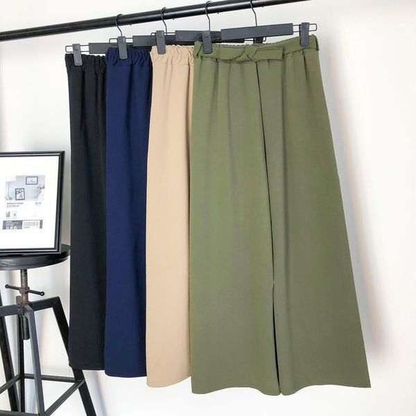 women's pants & capris 2021 women chiffon spring summer high waist wide leg pant female loose holiday solid ankle-length trouser with b, Black;white
women's pants & capris 2021 women chiffon spring summer high waist wide leg pant female loose holiday solid ankle-length trouser with b, Black;white