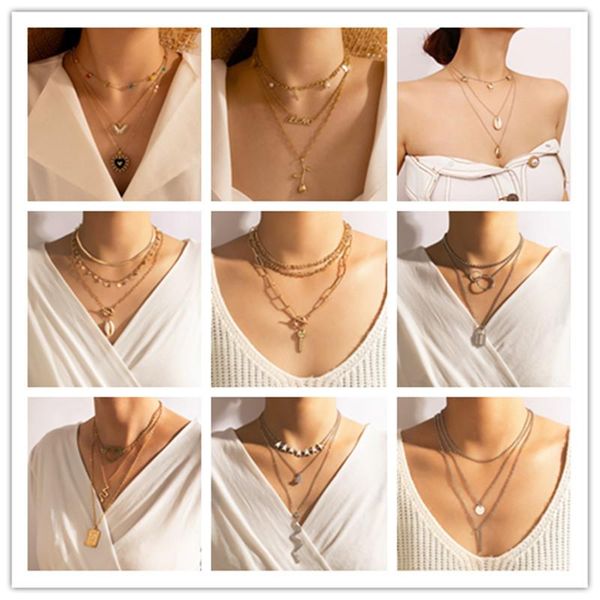 pendant necklaces simple fashion multi-layer necklace butterfly shell rose lock buckle geometric disc snake for women, Silver
pendant necklaces simple fashion multi-layer necklace butterfly shell rose lock buckle geometric disc snake for women, Silver