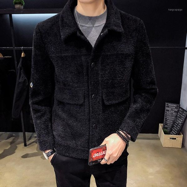 men's wool & blends woolen jacket handsome casual mink coat style work clothes in autumn and winter 2021, Black
men's wool & blends woolen jacket handsome casual mink coat style work clothes in autumn and winter 2021, Black