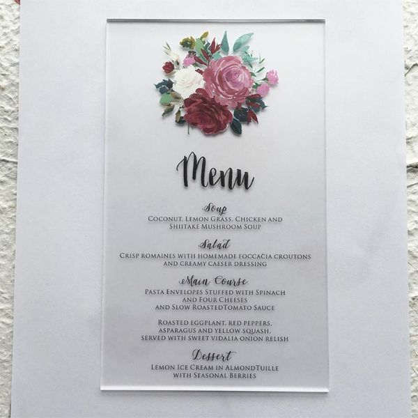 greeting cards customized 50pcs per lot 120x200mm watercolor style frosted acrylic wedding menu
greeting cards customized 50pcs per lot 120x200mm watercolor style frosted acrylic wedding menu
