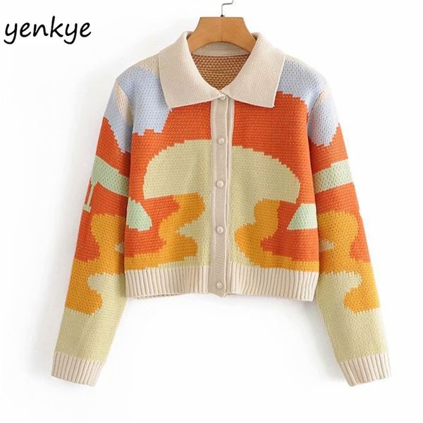 vintage autumn women pattern knit long sleeve lapel collar fashion cropped cardigan sweaters plus size jumper 210514, White
vintage autumn women pattern knit long sleeve lapel collar fashion cropped cardigan sweaters plus size jumper 210514, White