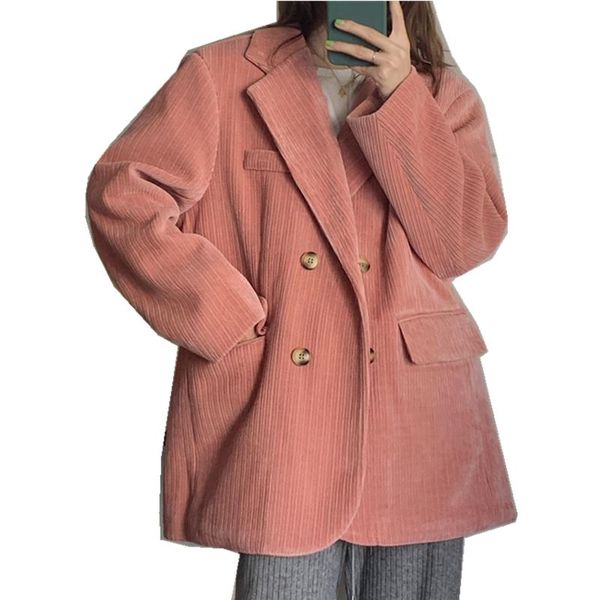 women's suits & blazers blazer coat jacket corduroy suit pink color 2021 korean version of the british style loose casual office, White;black
women's suits & blazers blazer coat jacket corduroy suit pink color 2021 korean version of the british style loose casual office, White;black