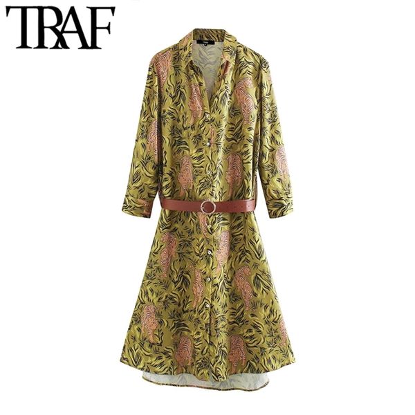 women chic fashion animal print with belt midi dress vintage lapel collar long sleeve female dresses vestidos 210507, Black;gray
women chic fashion animal print with belt midi dress vintage lapel collar long sleeve female dresses vestidos 210507, Black;gray