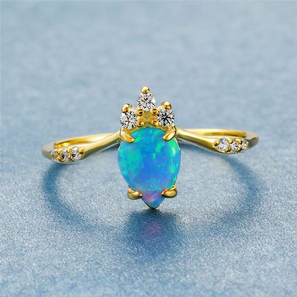 cluster rings minimalist female blue fire opal ring silver yellow gold water drop engagement promise love wedding for women, Golden;silver
cluster rings minimalist female blue fire opal ring silver yellow gold water drop engagement promise love wedding for women, Golden;silver