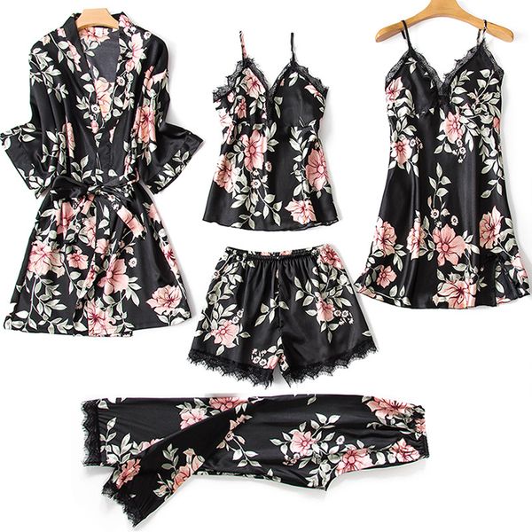2021women summer silk lingerie pijiama satin autumn spaghetti strap pajamas gown korean five piece pajama sets pink sleepwear, Black;red
2021women summer silk lingerie pijiama satin autumn spaghetti strap pajamas gown korean five piece pajama sets pink sleepwear, Black;red