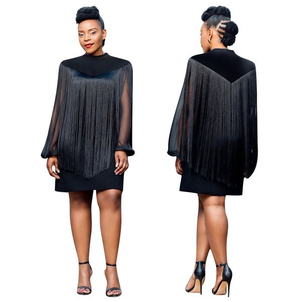 black tassel thin dress see through long sleeve the neck two ensemble party women's fashion dresses arrival 2021 cdrl, Black;gray
black tassel thin dress see through long sleeve the neck two ensemble party women's fashion dresses arrival 2021 cdrl, Black;gray