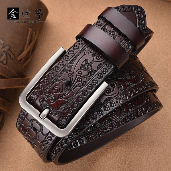 new carving technology men's belt leather pin buckle fashion jeans belt, Black;brown
new carving technology men's belt leather pin buckle fashion jeans belt, Black;brown