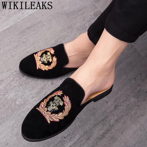 dress shoes men mules loafers fashion designer classic embroidery half for formal scarpe uomo eleganti, Black
dress shoes men mules loafers fashion designer classic embroidery half for formal scarpe uomo eleganti, Black