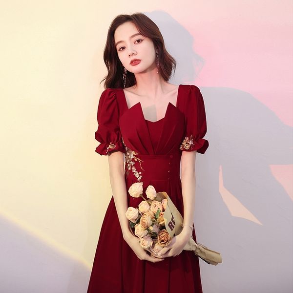 toast bride 2021 new summer wine red engagement can wear wedding dress at ordinary times, White;black
toast bride 2021 new summer wine red engagement can wear wedding dress at ordinary times, White;black